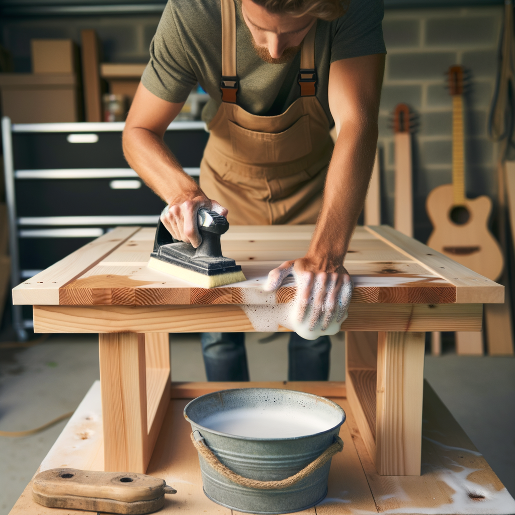 Ejemplo de preparación de la superficie del mueble de madera