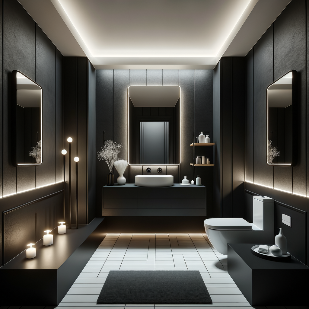 baño elegante con decoración en negro