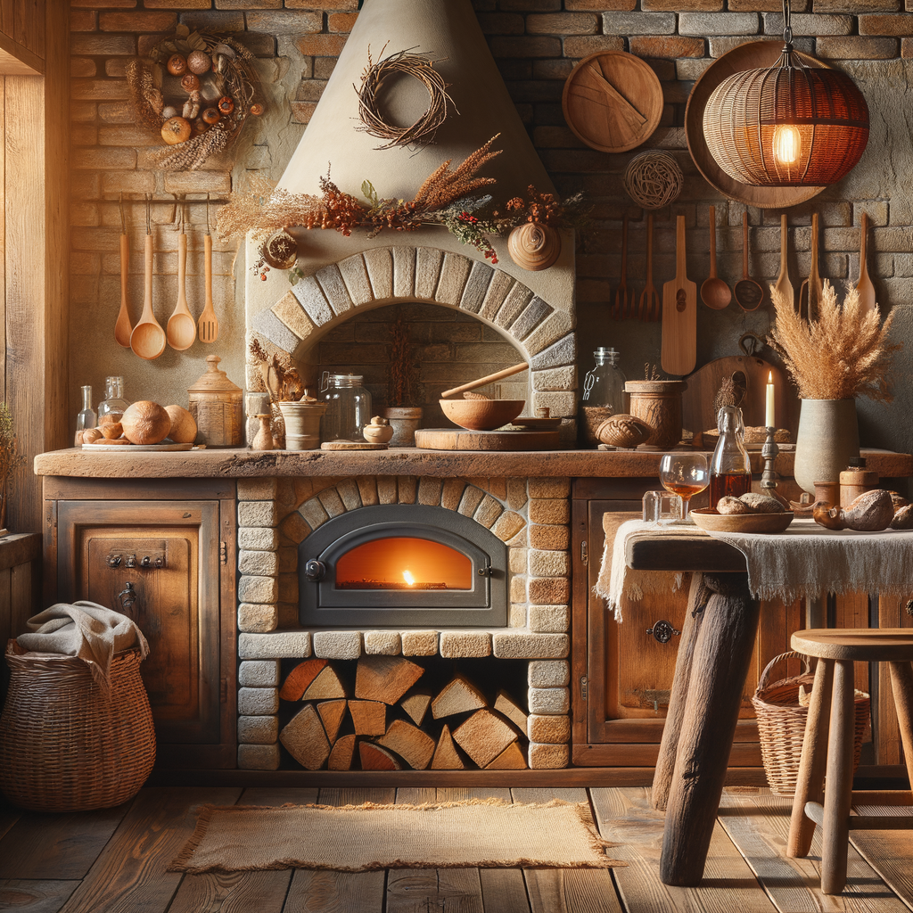 Materiales como la madera y la piedra en una cocina rústica